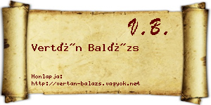 Vertán Balázs névjegykártya